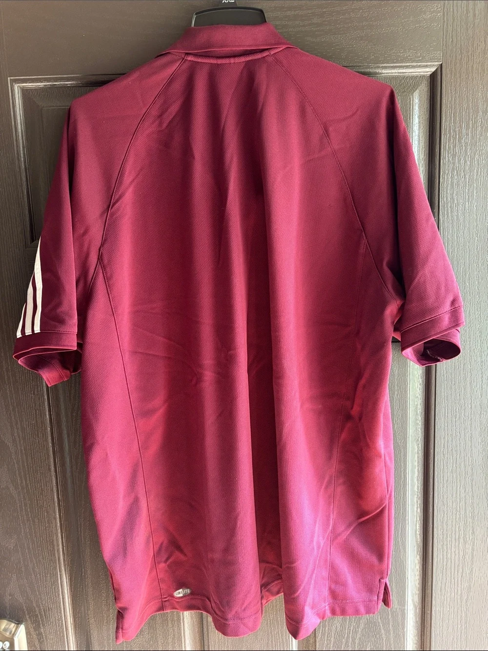 Adidas Men’s Maroon Polo with White Shoulder Stripes Climalite XL